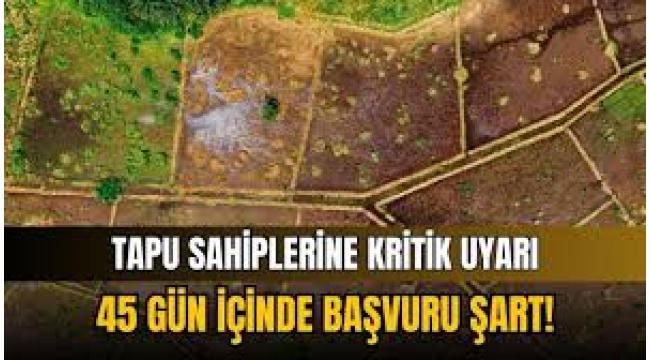 Tapu sahiplerine '45 gün' uyarısı: Başvuru yapmayanların arazileri otomatik kiraya verilecek 